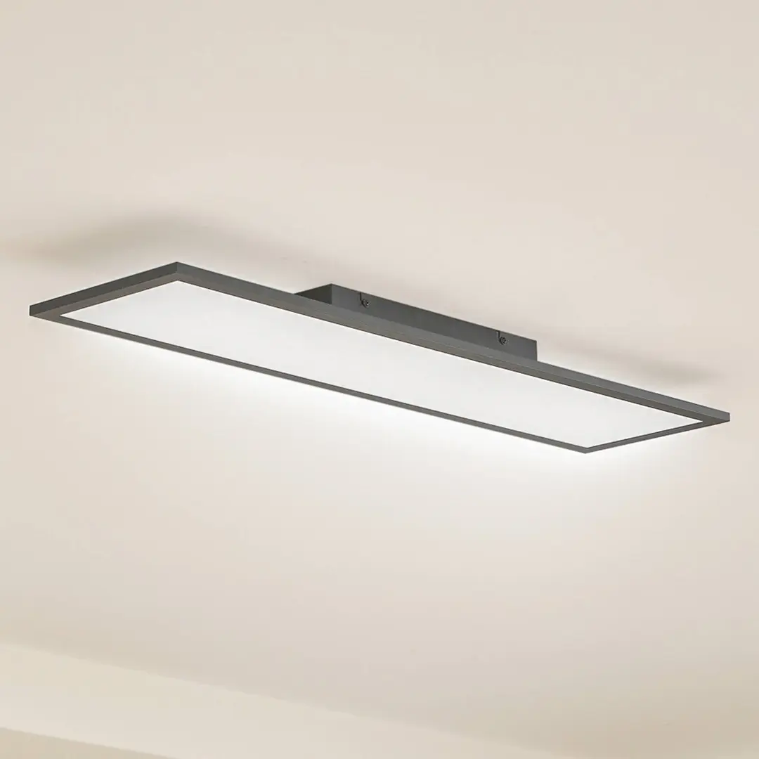 Lindby LED-Panel Enhife, schwarz, 80 x 20 cm, Metall, 4.000K