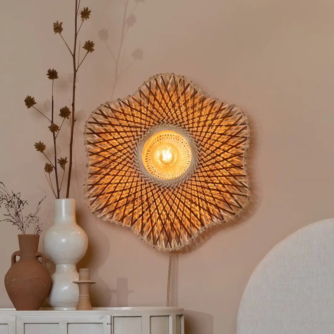 GOOD & MOJO Wandlampe Madura, Ø 60 cm, natur/braun, Stecker