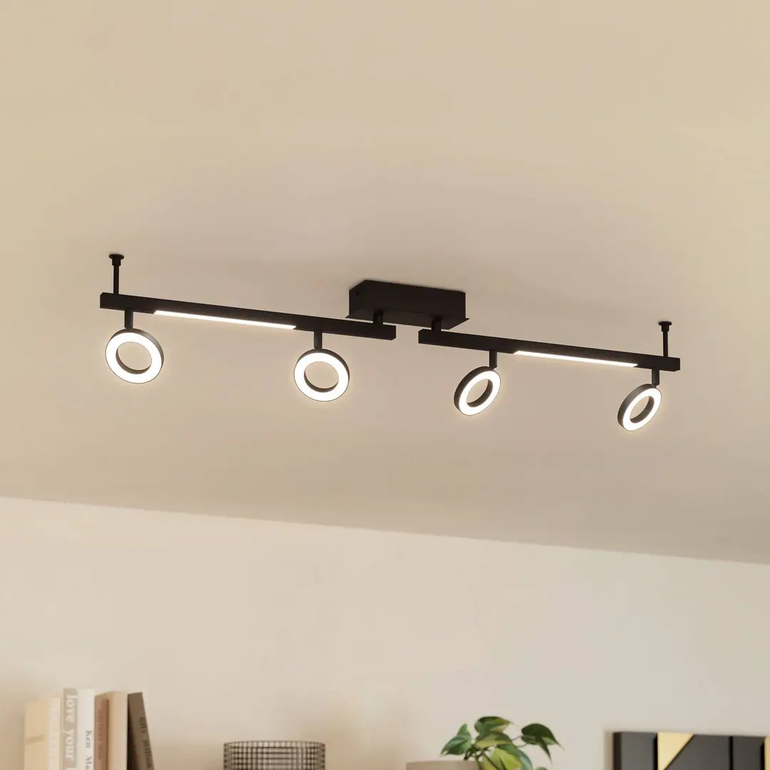 EGLO LED-Deckenspot Cardillio 2 schwarz mit vier Ringen