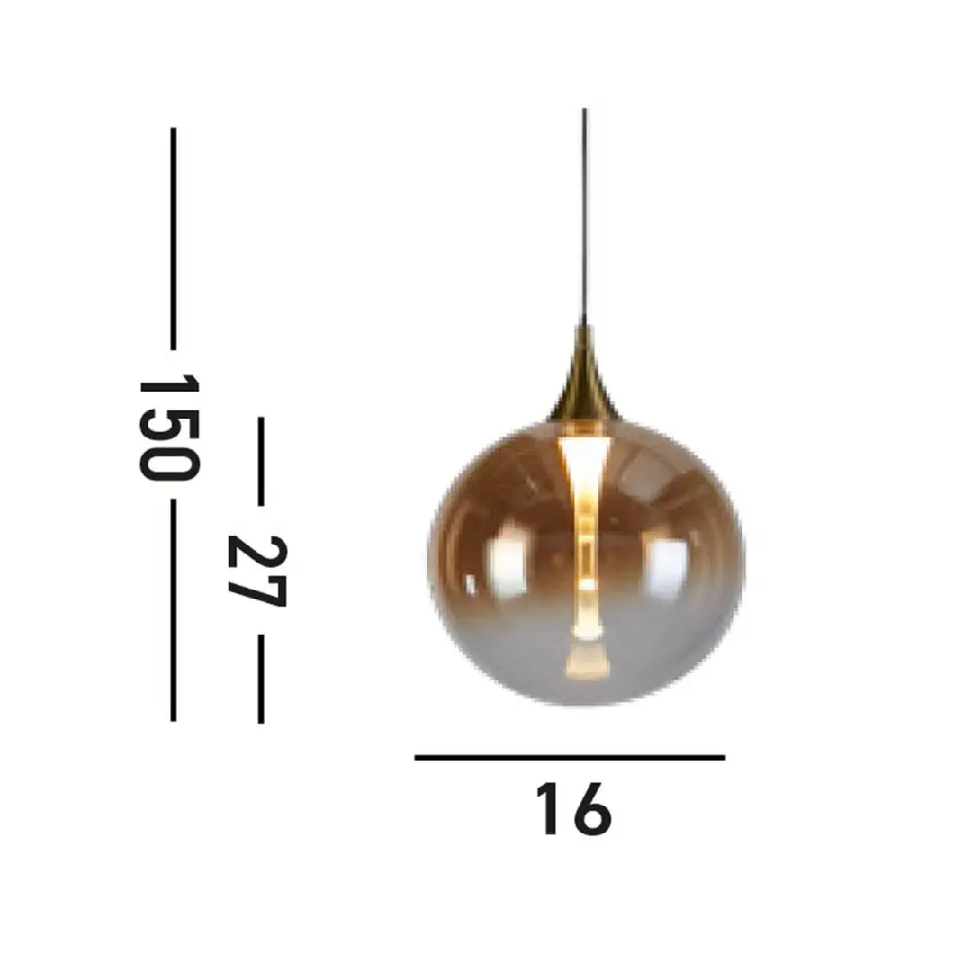 Searchlight LED-Hängeleuchte Alchemy, 1-fl., schwarz, bernstein, Glas