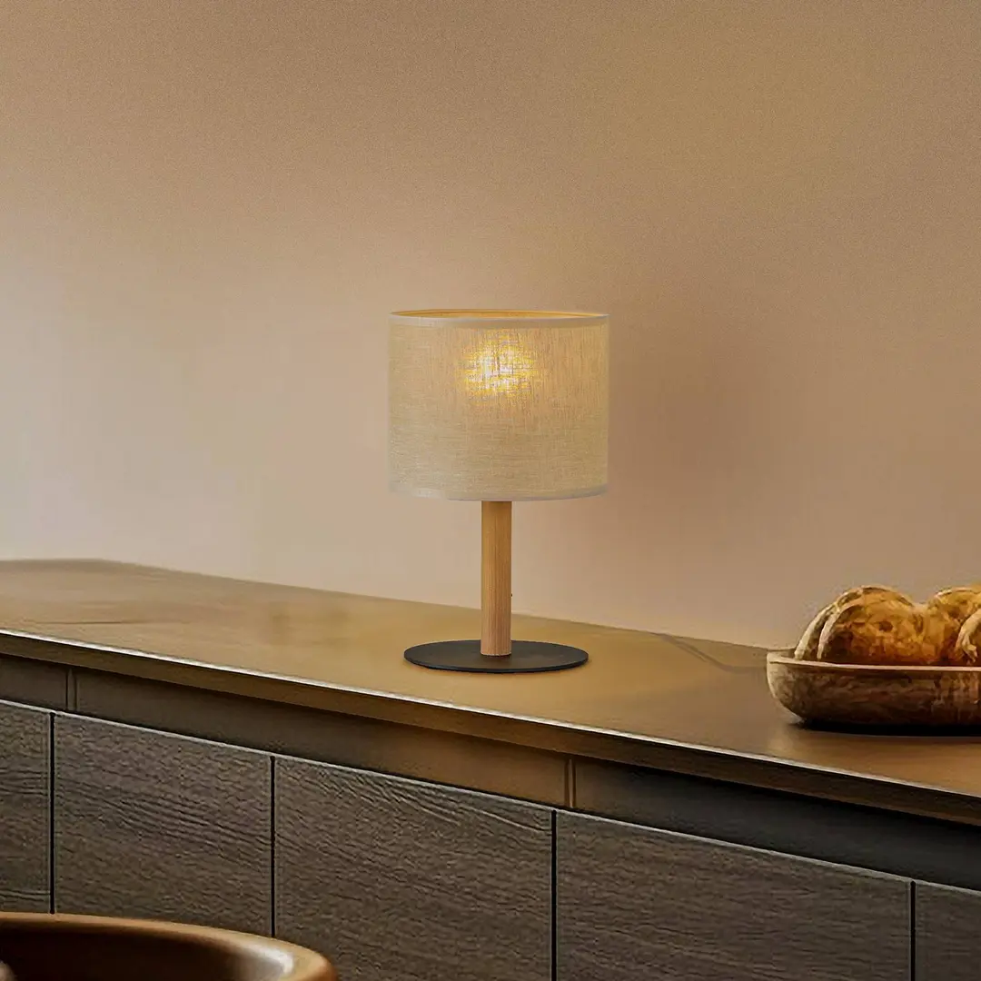 TK Lighting Tischleuchte Deva Nature, Textil, Holz