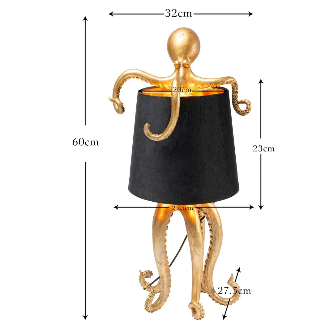 KARE Tischleuchte Octopus, gold, Textil, Höhe 47 cm