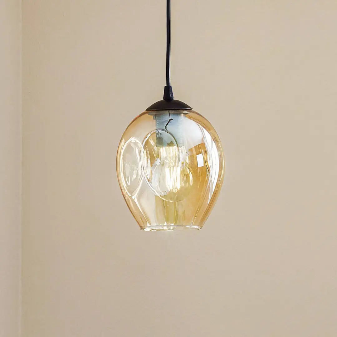 EMIBIG LIGHTING Pendellampe Starla einflammig, Glasschirm amber
