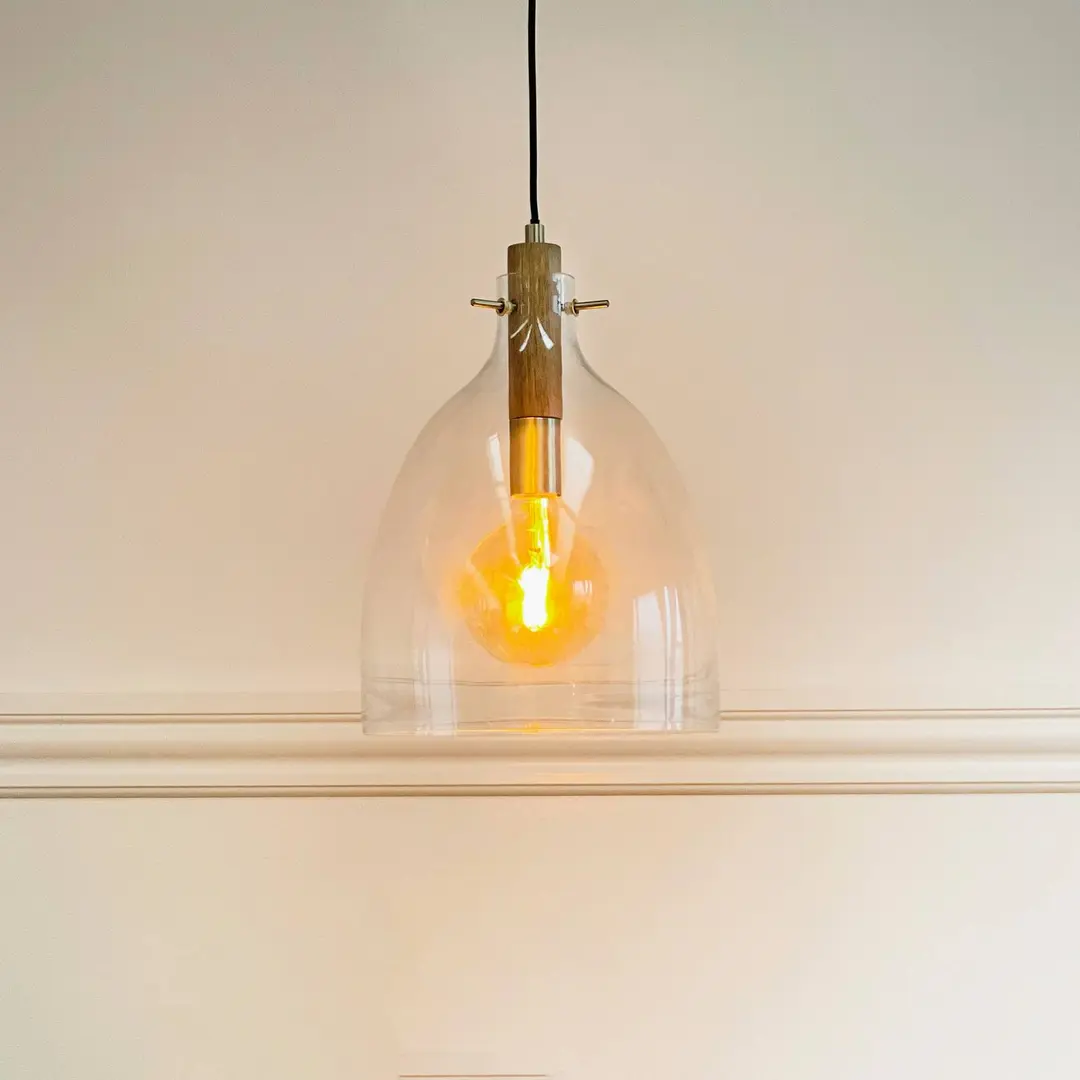 Dyberg Larsen Pendellampe Bistro, Ø 30 cm, transparent, Glas
