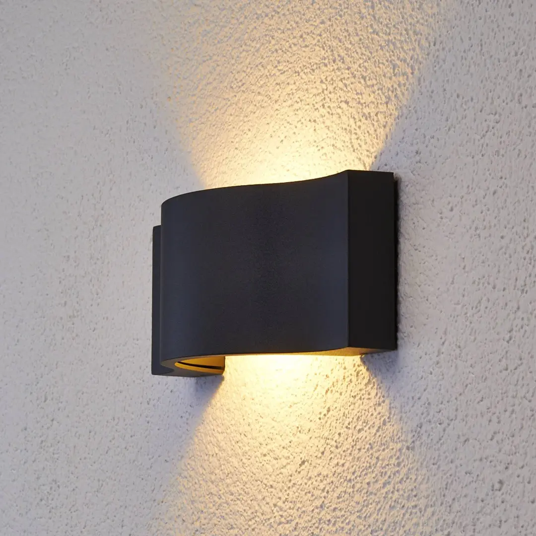 Lucande LED-Wandleuchte Jace, anthrazit, Metall, 28cm, IP54