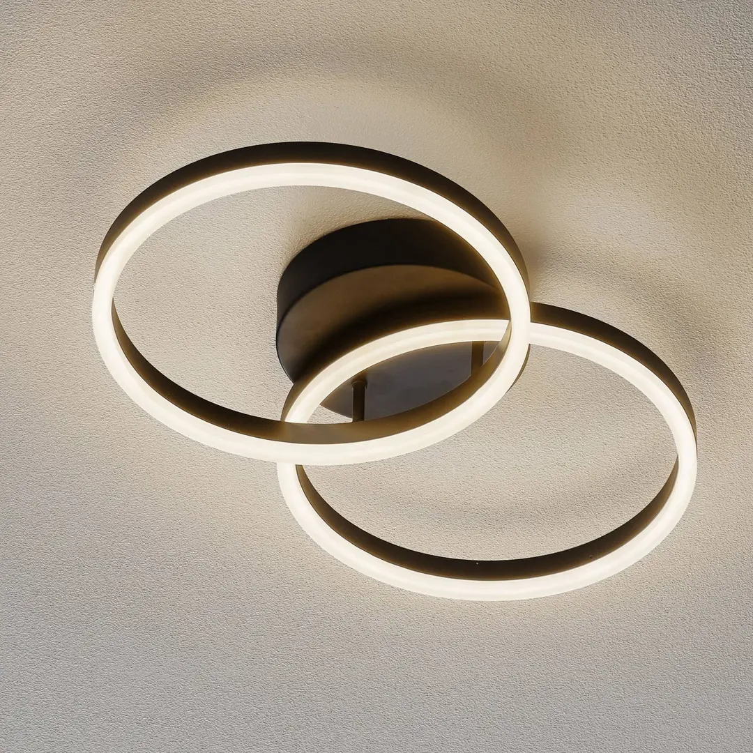Fabas Luce LED-Deckenleuchte Giotto, zweiflammig, schwarz