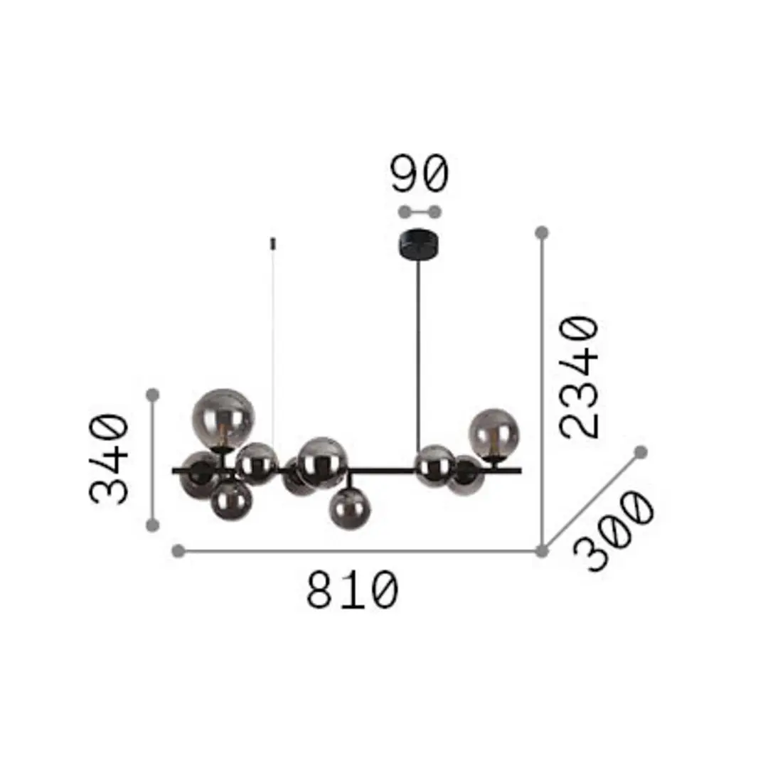 Ideal Lux Hängelampe Perlage Länge 81cm messing/amber 10fl