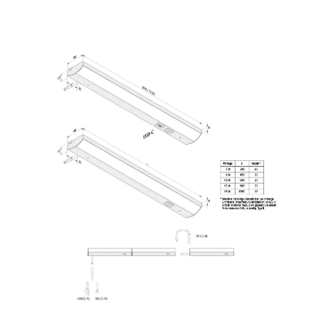 Hera LED-Unterbauleuchte ModuLite F, schwarz, 45 cm, 3.000 K, Alu
