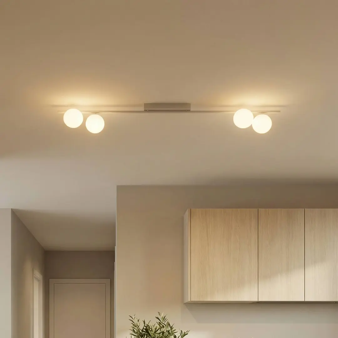 TK Lighting Deckenleuchte Imelo, creme, 4-flammig, Glas, Länge 140 cm