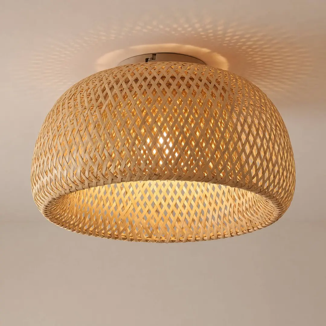 Lindby Deckenleuchte Jadwiga, Ø 45 cm, Bambus, E27