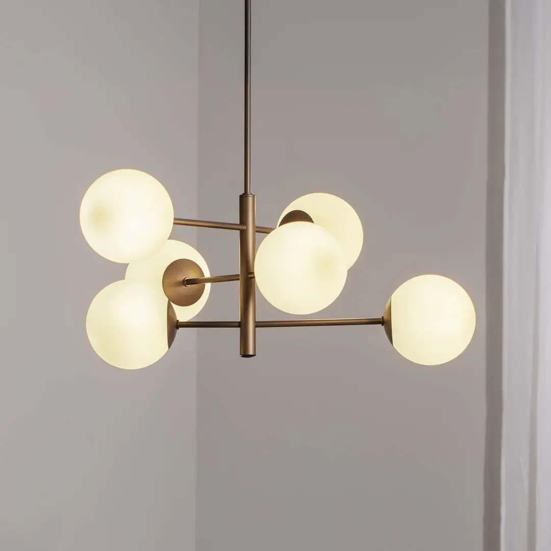 Domiluce Hängeleuchte Aurora, braun, Ø 60 cm, 6-flammig, Glas, E14