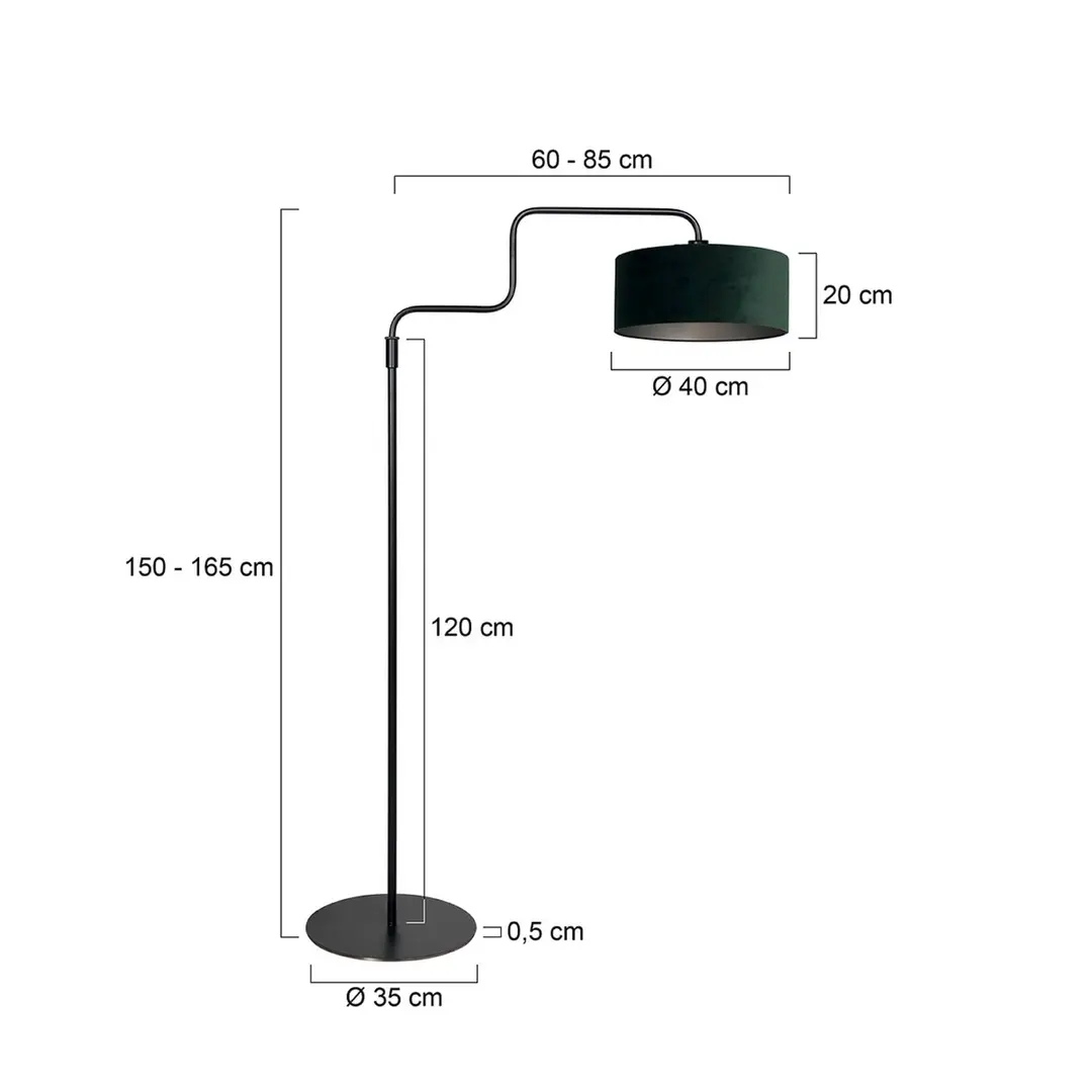 Steinhauer Stehlampe Bloeba, schwarz/grün, Höhe 165 cm, Velours