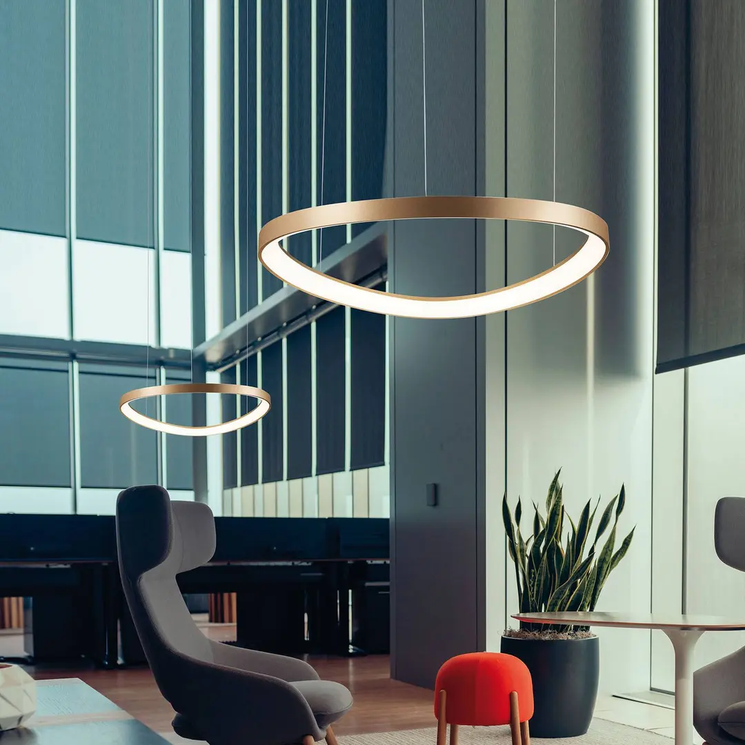Viokef LED-Hängeleuchte Loop, gold, Ø 80 cm