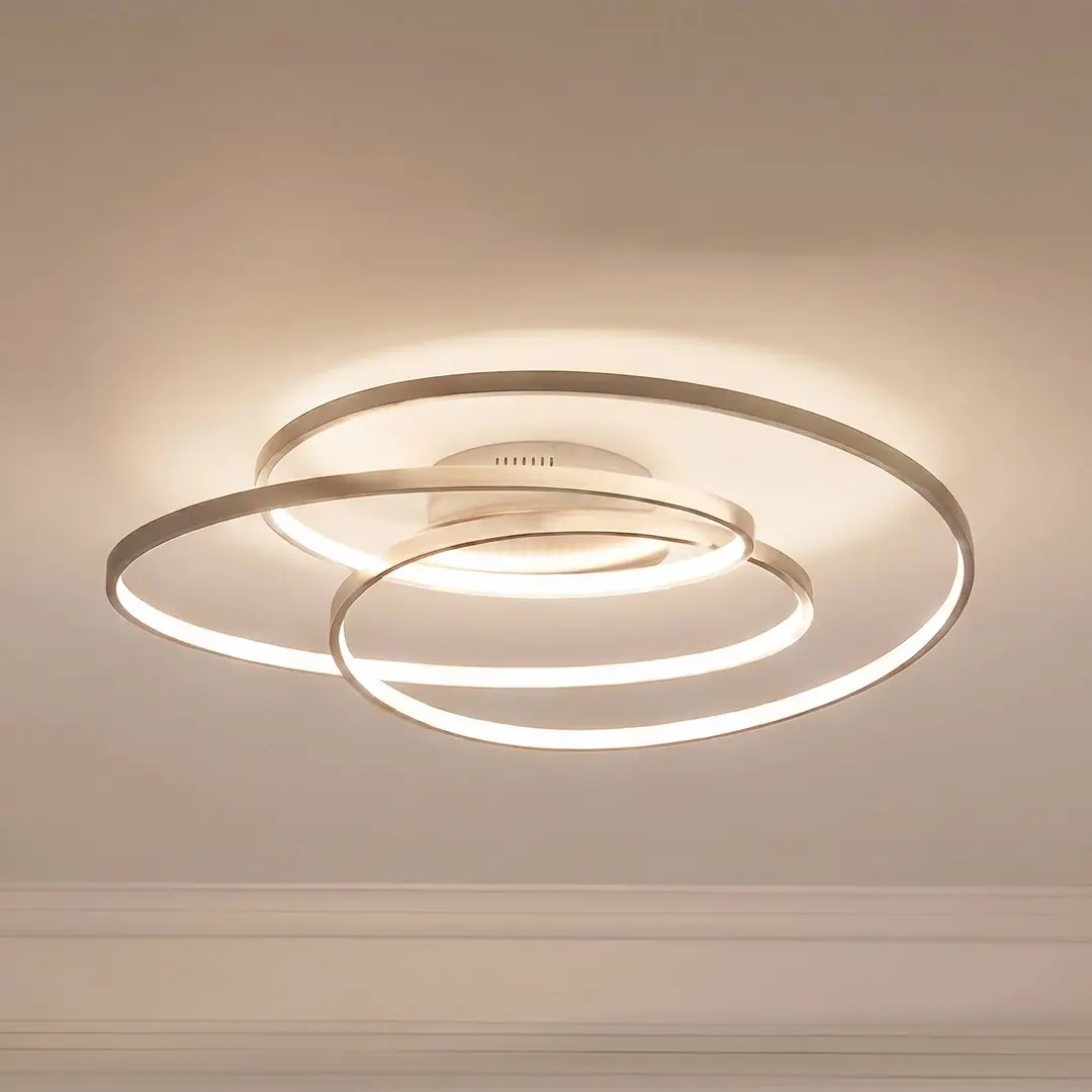 Lindby LED-Deckenlampe Joline, Ø 60 cm, nickelfarben, Metall