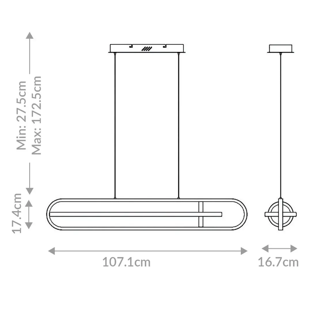 Quintiesse LED-Hängeleuchte DENMARK, schwarz matt, Länge 107 cm, Metall