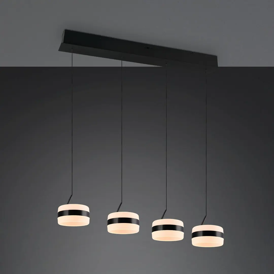 Trio Lighting LED-Pendellampe Dios, schwarz, Länge 85 cm, CCT, 4-flg.