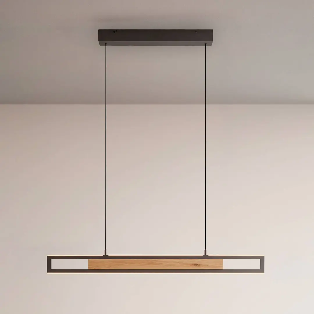 PAUL NEUHAUS LED-Pendellampe Sveja, Länge 80 cm, schwarz/holzfarben, CCT