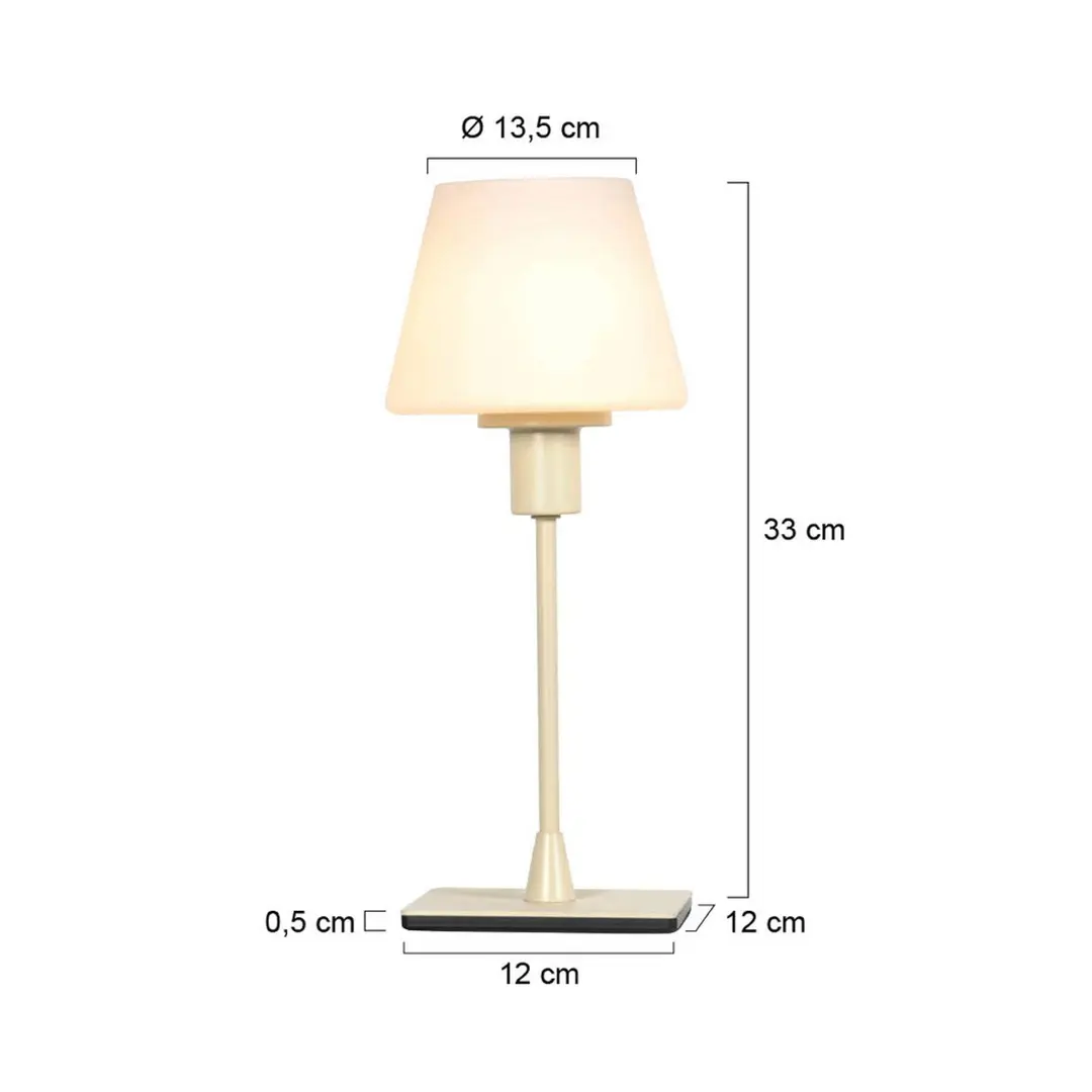 Steinhauer Tischleuchte Ancilla, creme, Höhe 33 cm, Metall, Glas, E14