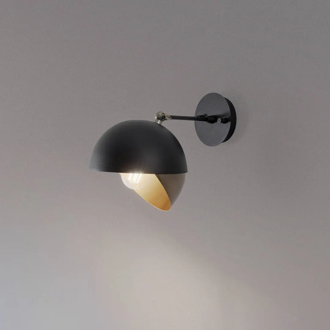 Opviq Wandleuchte Berceste 252-A, schwarz/gold, Metall, Ø 20 cm