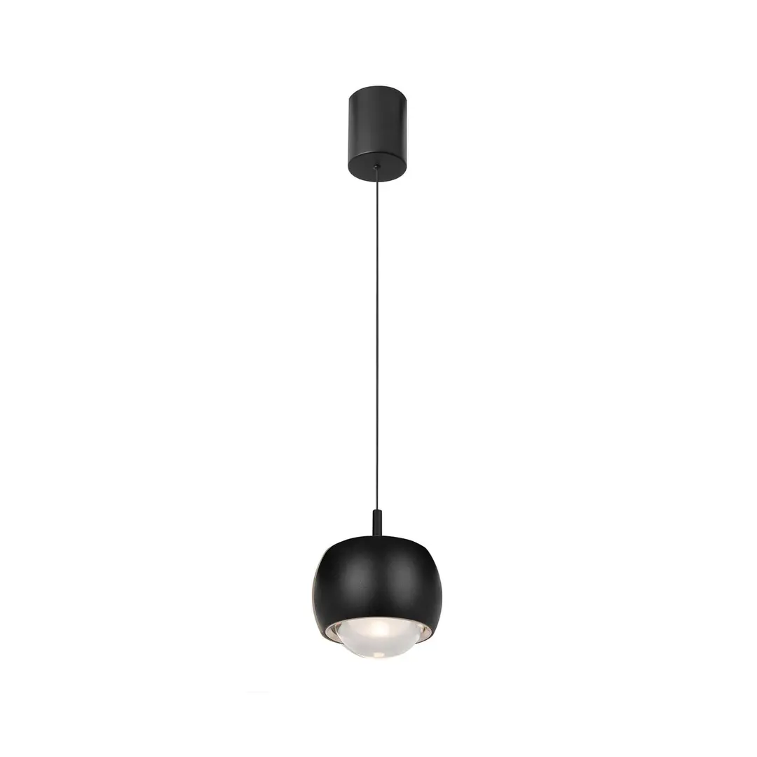 Mantra Iluminación LED-Hängeleuchte Roller, schwarz, höhenverstellbar Glaslinse