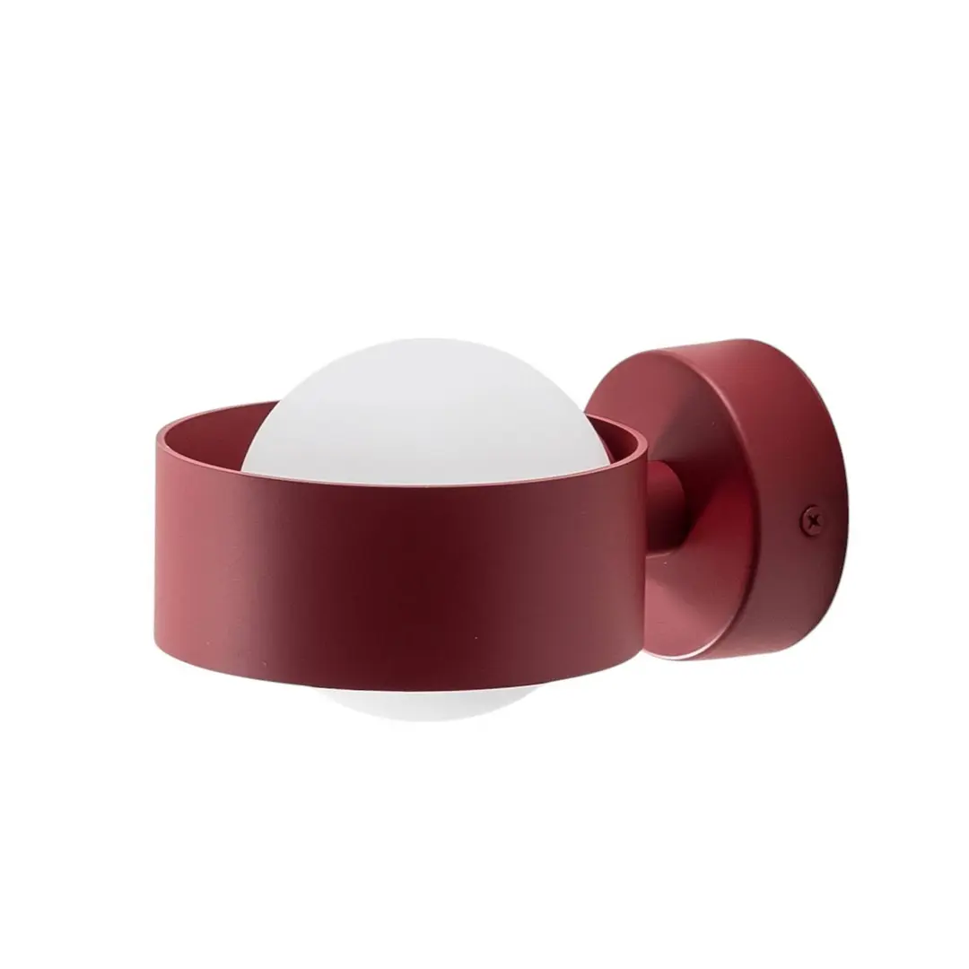 Argon Wandleuchte Mado aus Glas und Stahl, rot