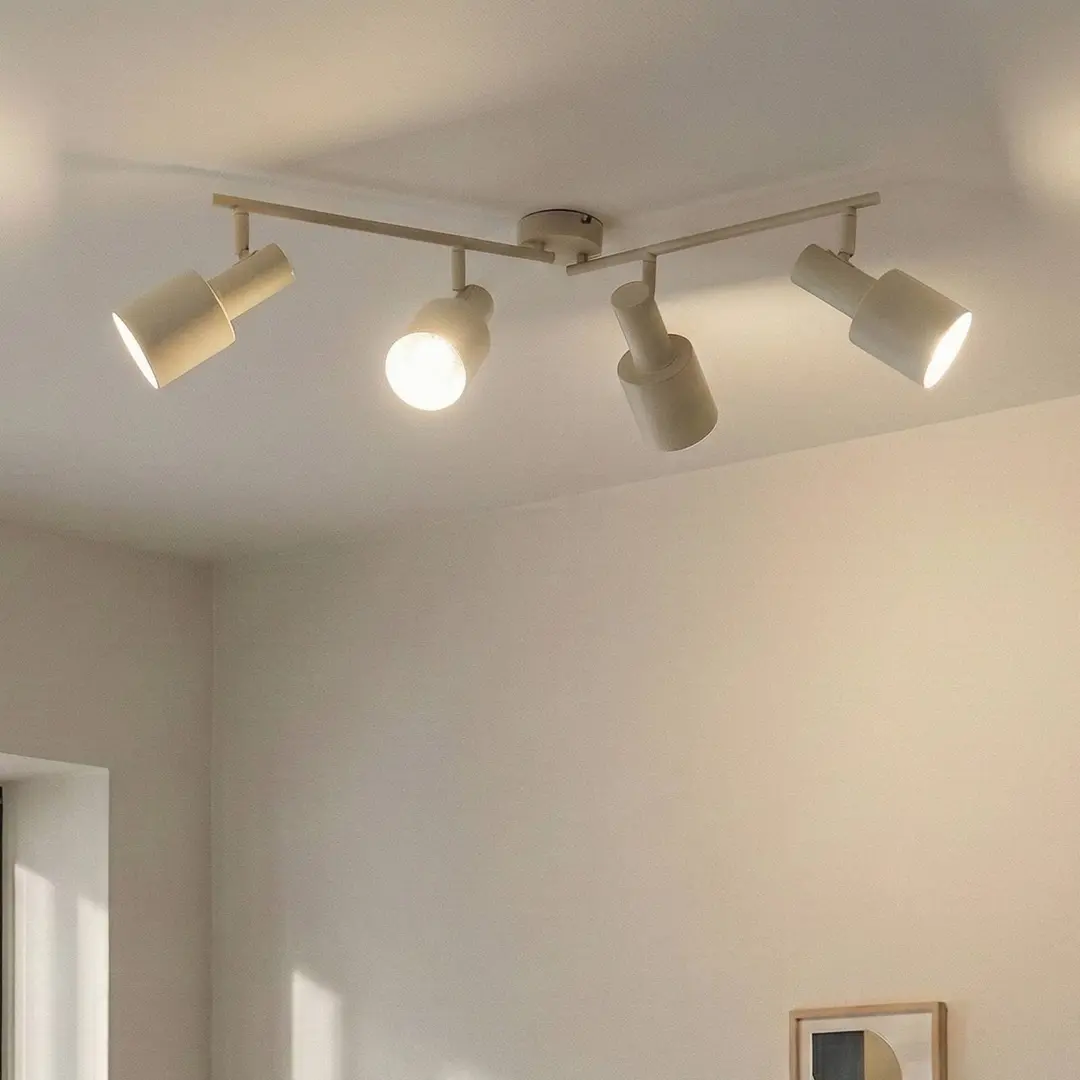 Lindby Deckenstrahler Ovelia, beige, 80 cm, 4-flammig, E27