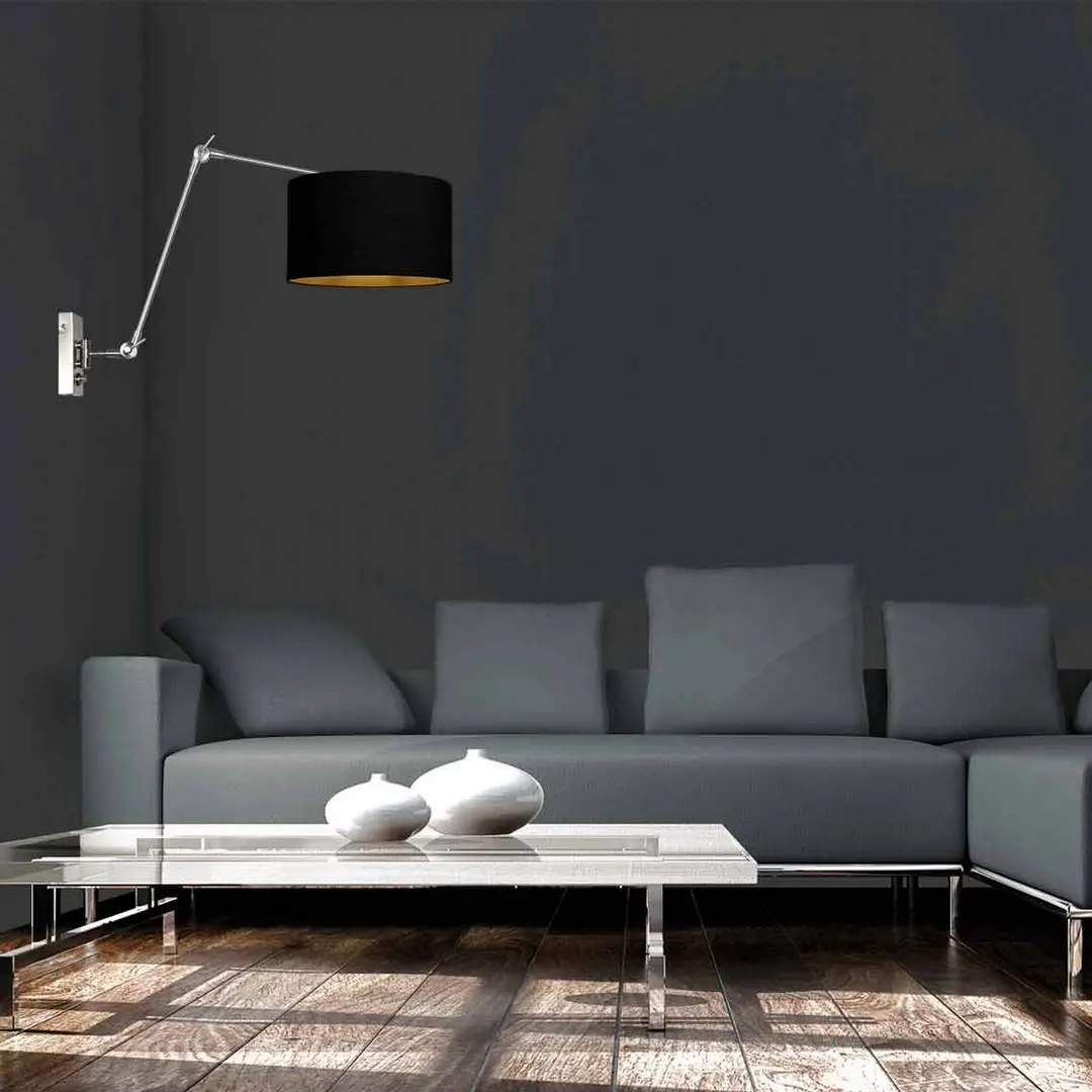 Steinhauer Wandlampe Prestige Chic stahl/schwarz-gold, Ausladung 90 cm