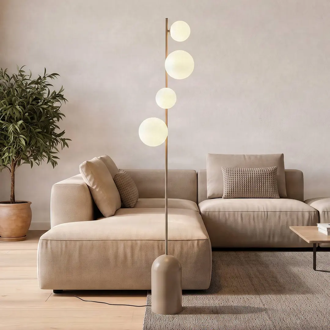 EMIBIG LIGHTING Stehleuchte Etno LP4, beige, Glas/Stahl, Höhe 140 cm, G9