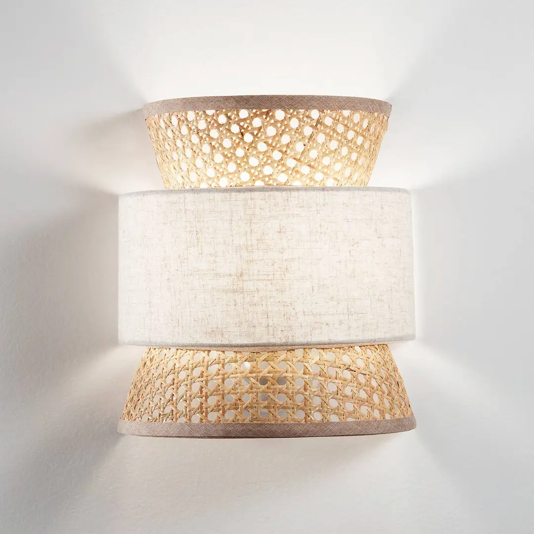 Luce Ambiente Design Wandlampe Gazebo, natur/beige, Rattan, 27 cm hoch, E27