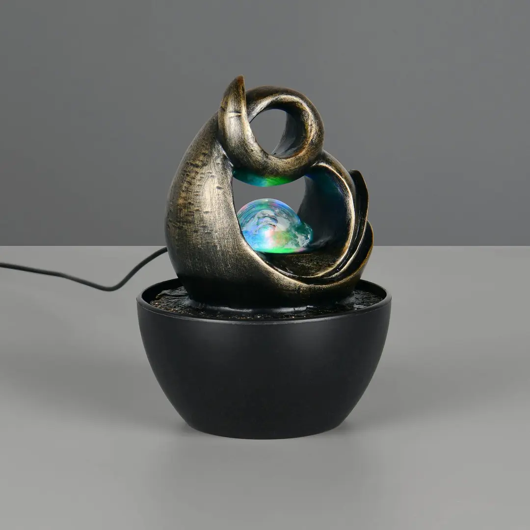 Reality Leuchten LED-Tischleuchte Luma, braun, Höhe 19 cm, Kunstharz, RGB USB