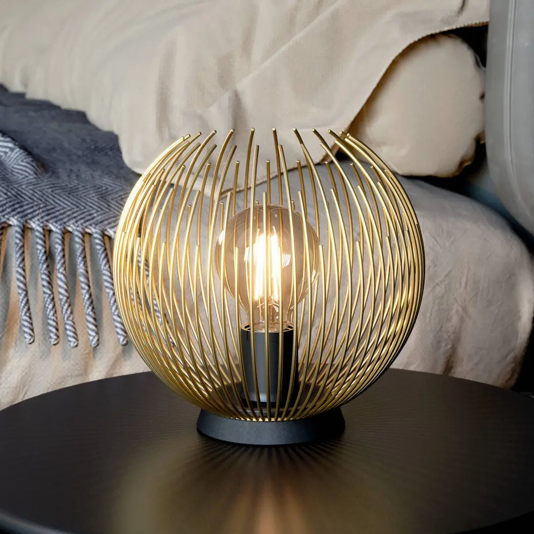EGLO Tischlampe Venezuela, Schirm aus goldenen Stäben