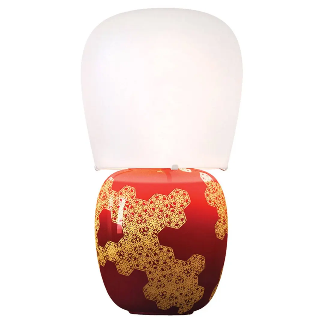 kdln Tischleuchte Hive, rot, Höhe 47 cm Keramik/Glas