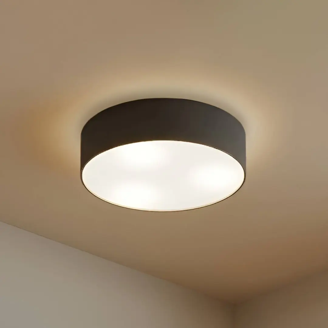 Lindby Deckenleuchte Sebatin, Ø 40 cm, grau, Stoff, E27
