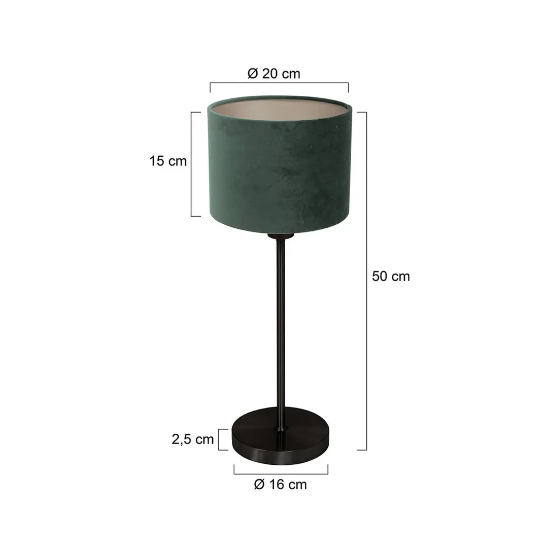 Mexlite Tischleuchte Noor, schwarz/Velours grün, Höhe 50 cm, E27