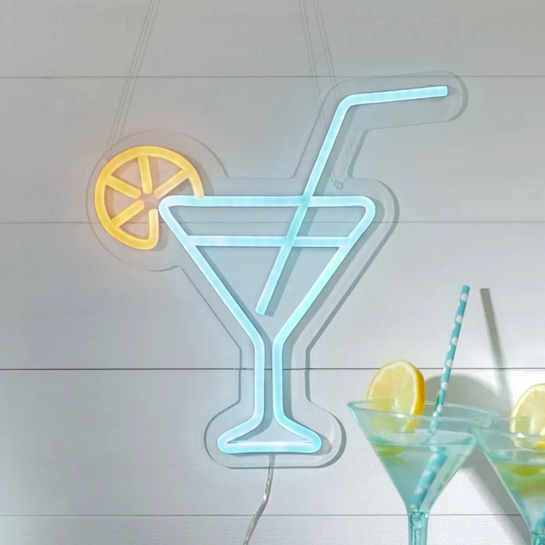 STAR TRADING LED-Wandlampe Plexy, orange/blau, Cocktailglas, Stecker