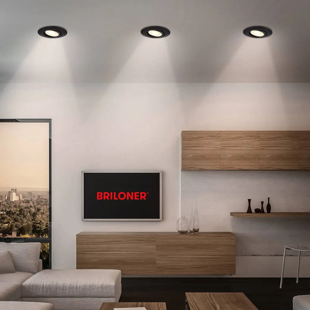 Briloner LED-Einbauleuchte Klira, schwarz, schwenkbar, dimmbar, 3er