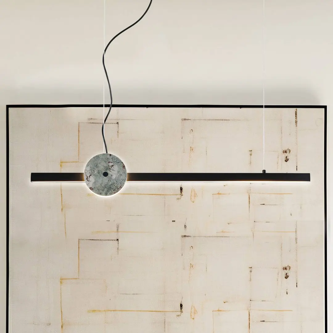 Viokef LED-Hängelampe Anais, schwarz/grün, Länge 100 cm, Kunststein