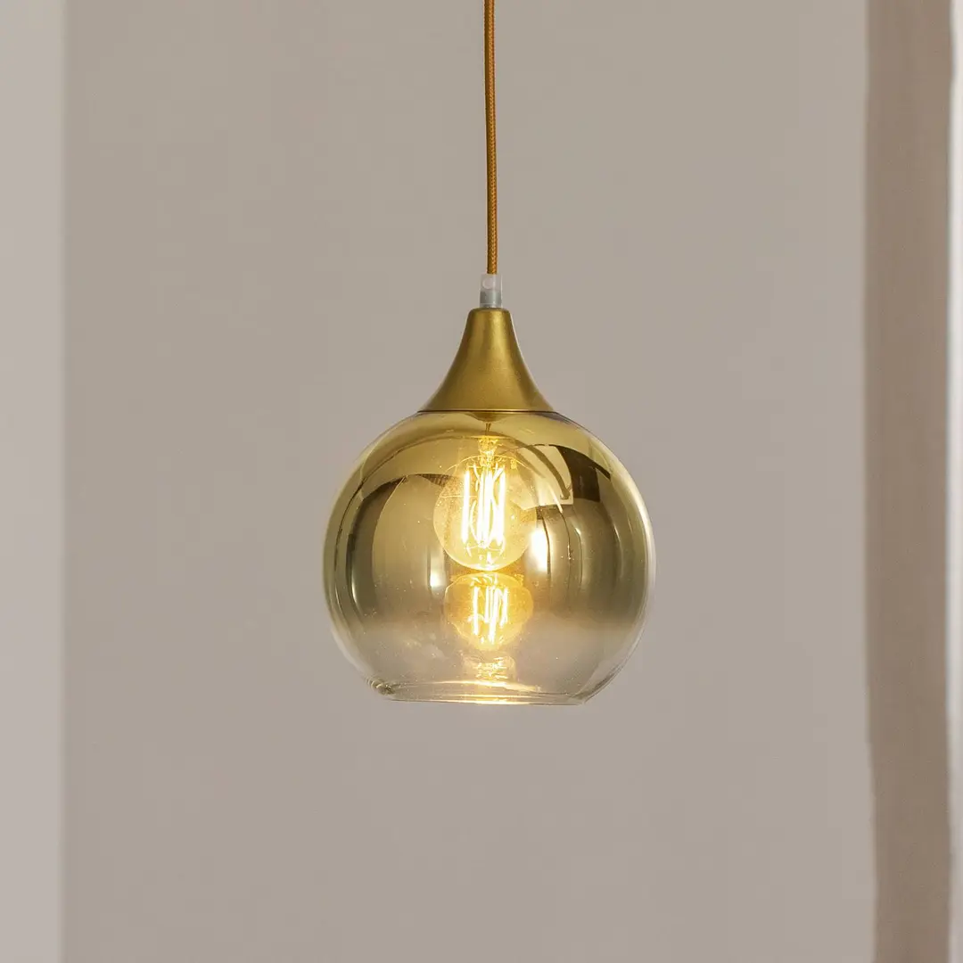 Eko-Light Hängeleuchte Monte aus Glas, einflammig, gold