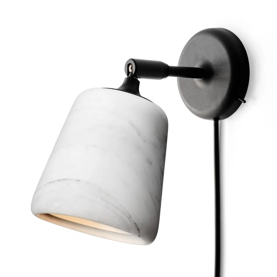 New Works Wandlampe Material, weiß, Marmor, Stecker