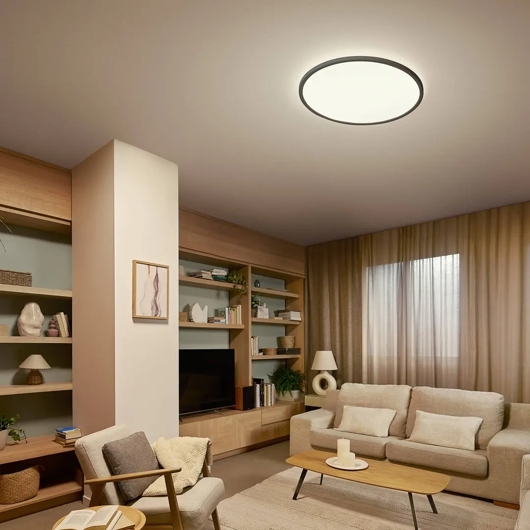 Philips LED-Deckenleuchte Superslim, schwarz, CCT, dimmbar