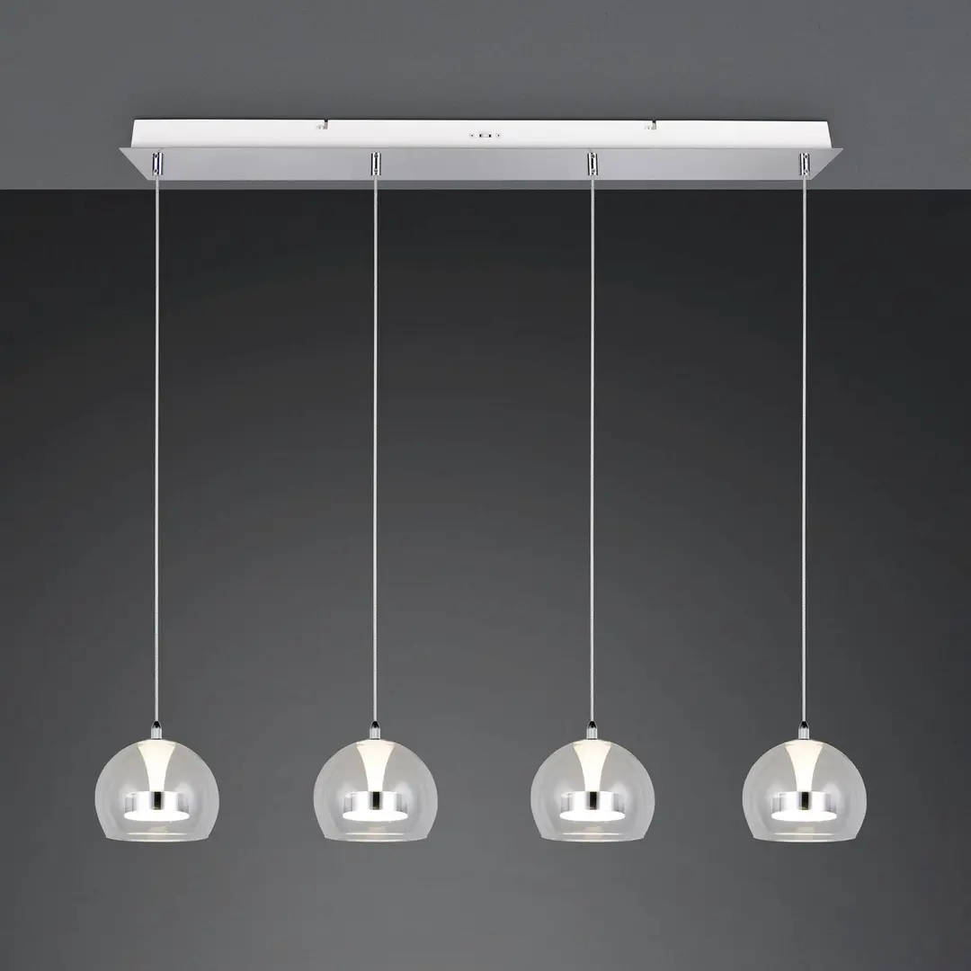 Trio Lighting LED-Hängelampe Flynt, Länge 97 cm chromfarben Metall 4-flg.