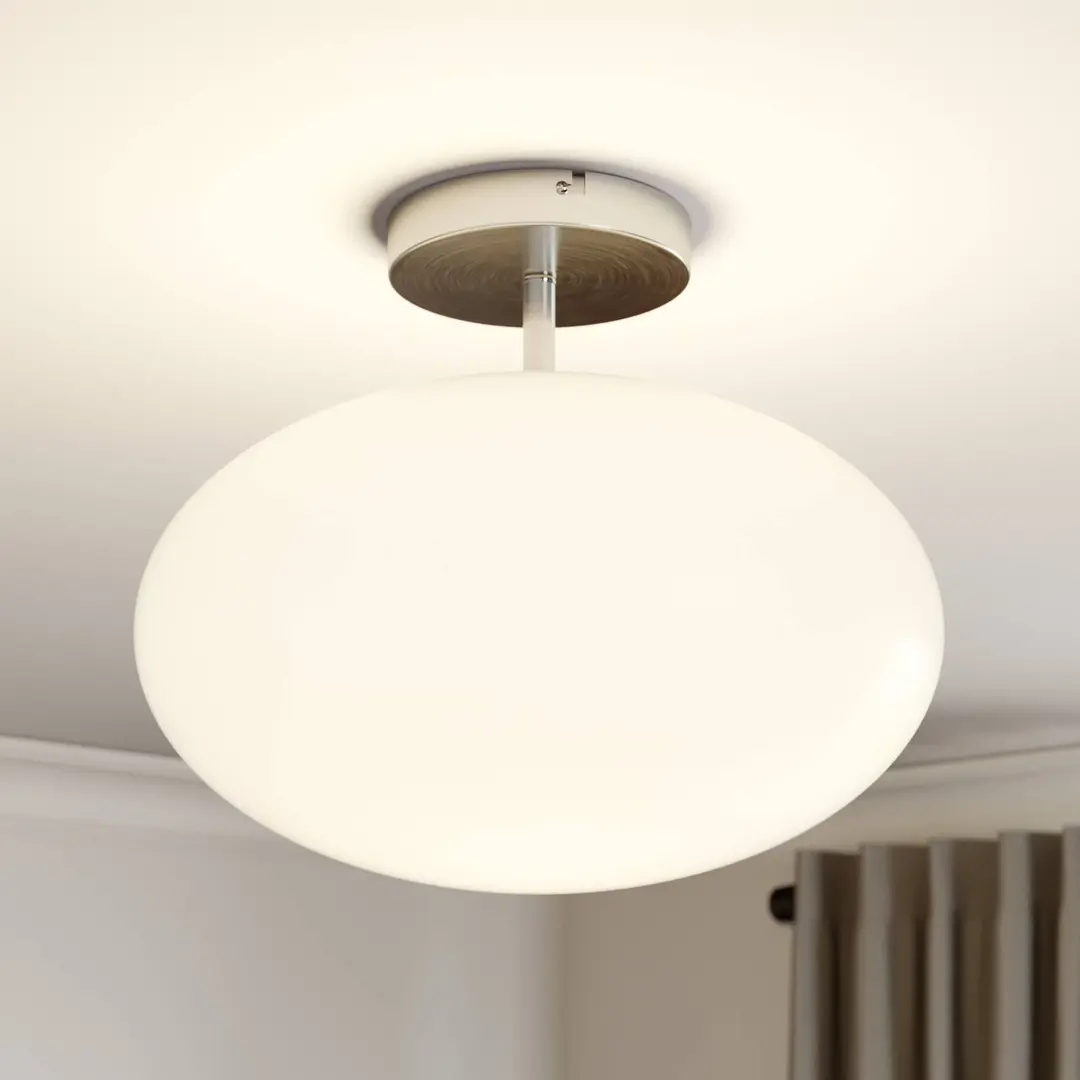 Lindby Deckenlampe Sonika, Ø 40 cm, nickelfarben, Glas, E27