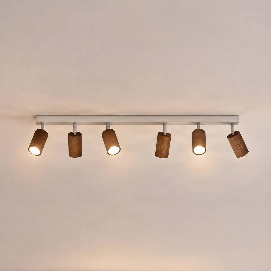 Luminex Deckenstrahler Nisse, weiß, Länge 90 cm, 5-flg., Holz/Metall