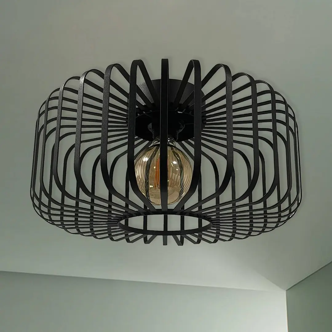 ROYALTECH Deckenleuchte Niko, schwarz, Ø 39 cm, Metall, E27