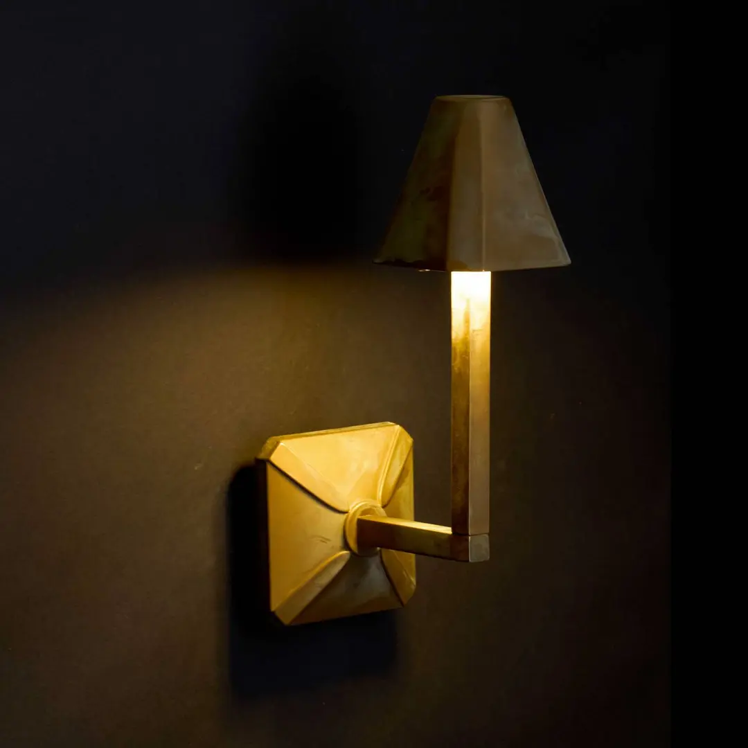 Moretti Luce LED-Außenwandleuchte Silva Frame, Höhe 30 cm, messing antik