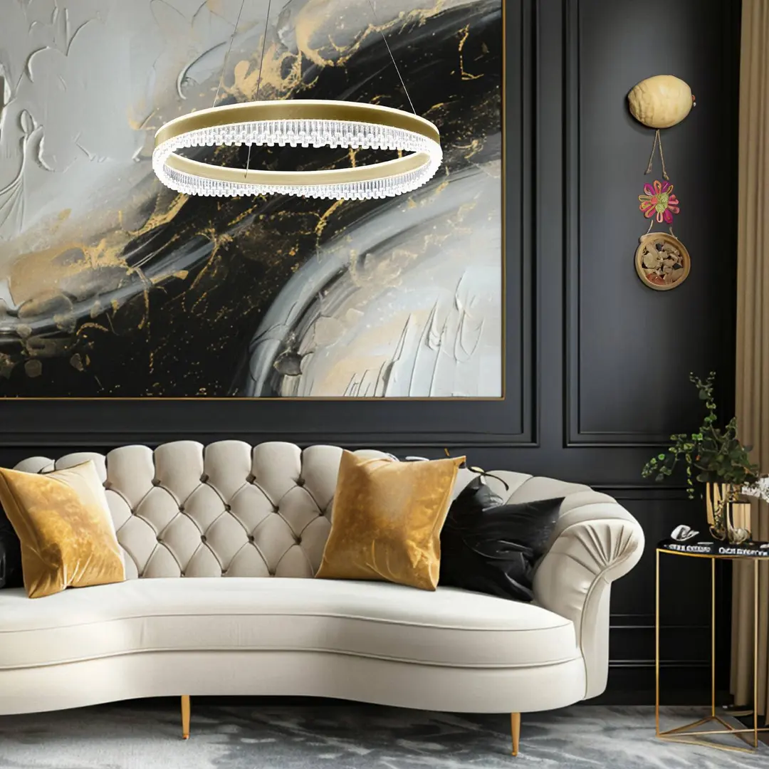 Milagro Lighting LED-Hängeleuchte Preciosa, gold/kristall, Acryl, Ø 60 cm