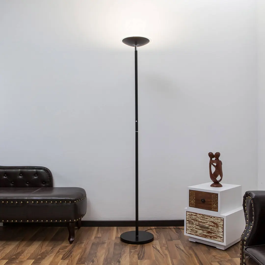 Lindby LED-Stehlampe Malea, schwarz, Metall, dimmbar, 180 cm