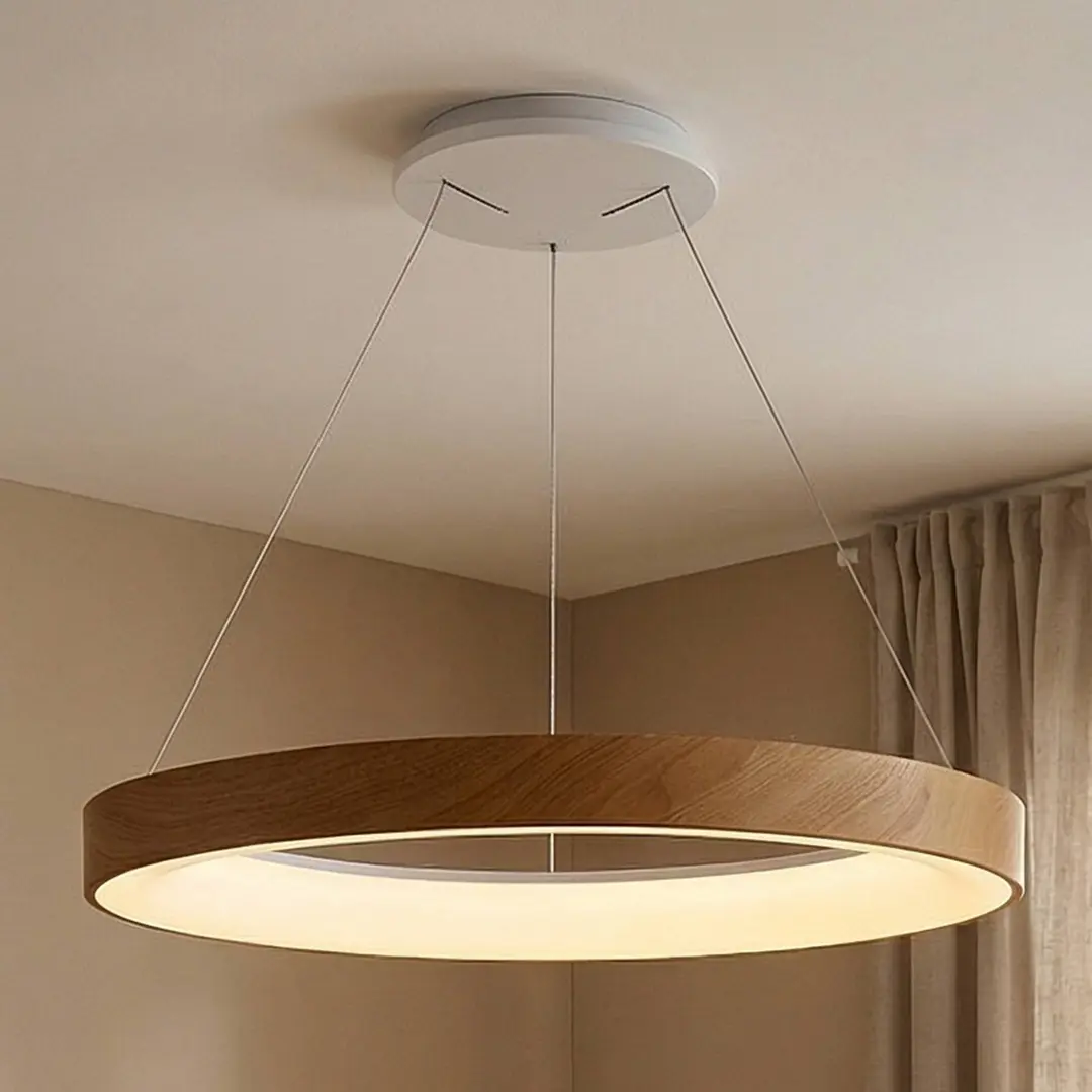 Mantra Iluminación Smart LED-Hängelampe Niseko II, Ø 50 cm, holzfarben, CCT
