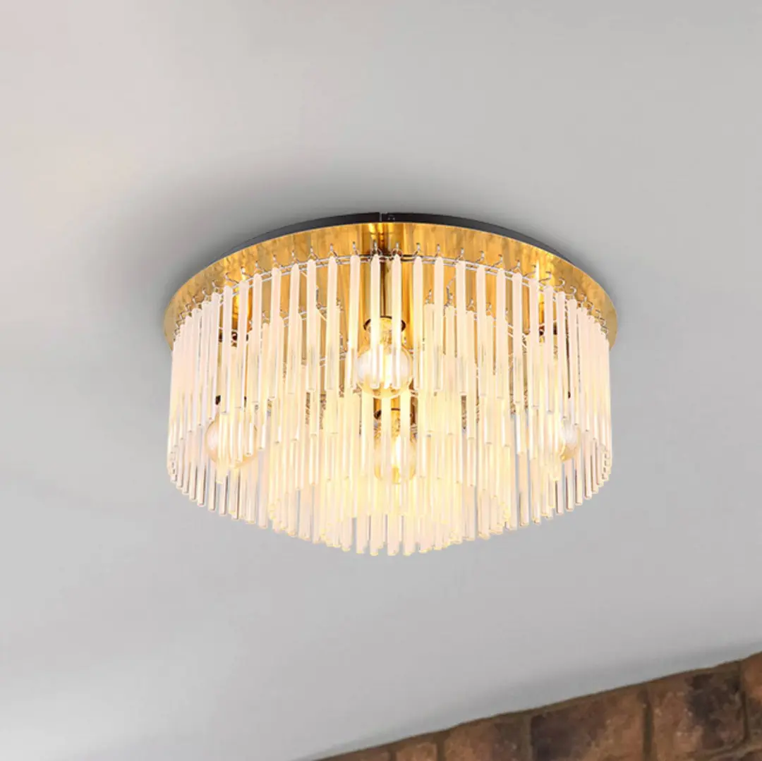 Globo Deckenleuchte Gorley, weiß/gold, Glas, Ø 50 cm, 5-flg., E27