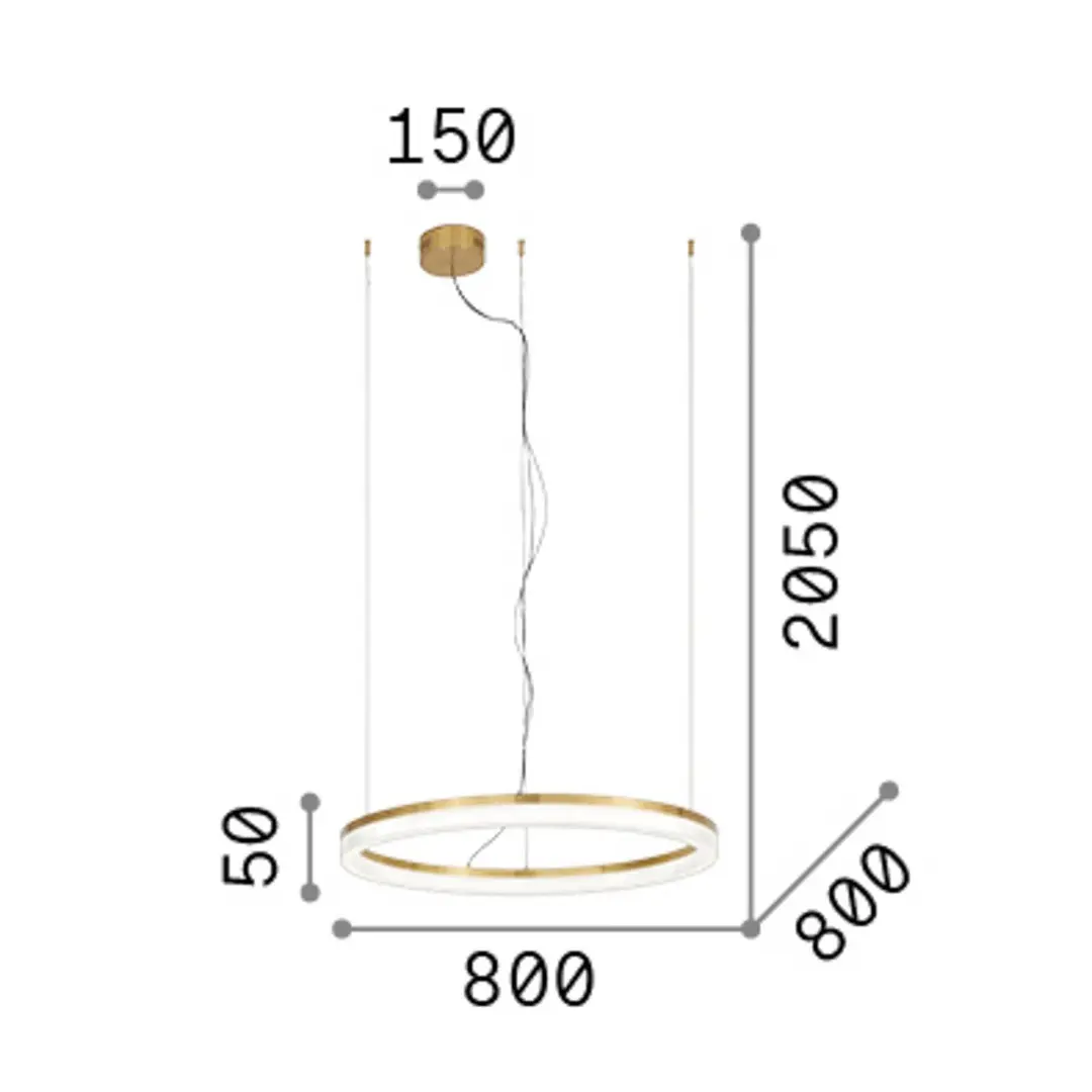 Ideal Lux LED-Hängelampe Crown Ø 80 cm, schwarz, Metall